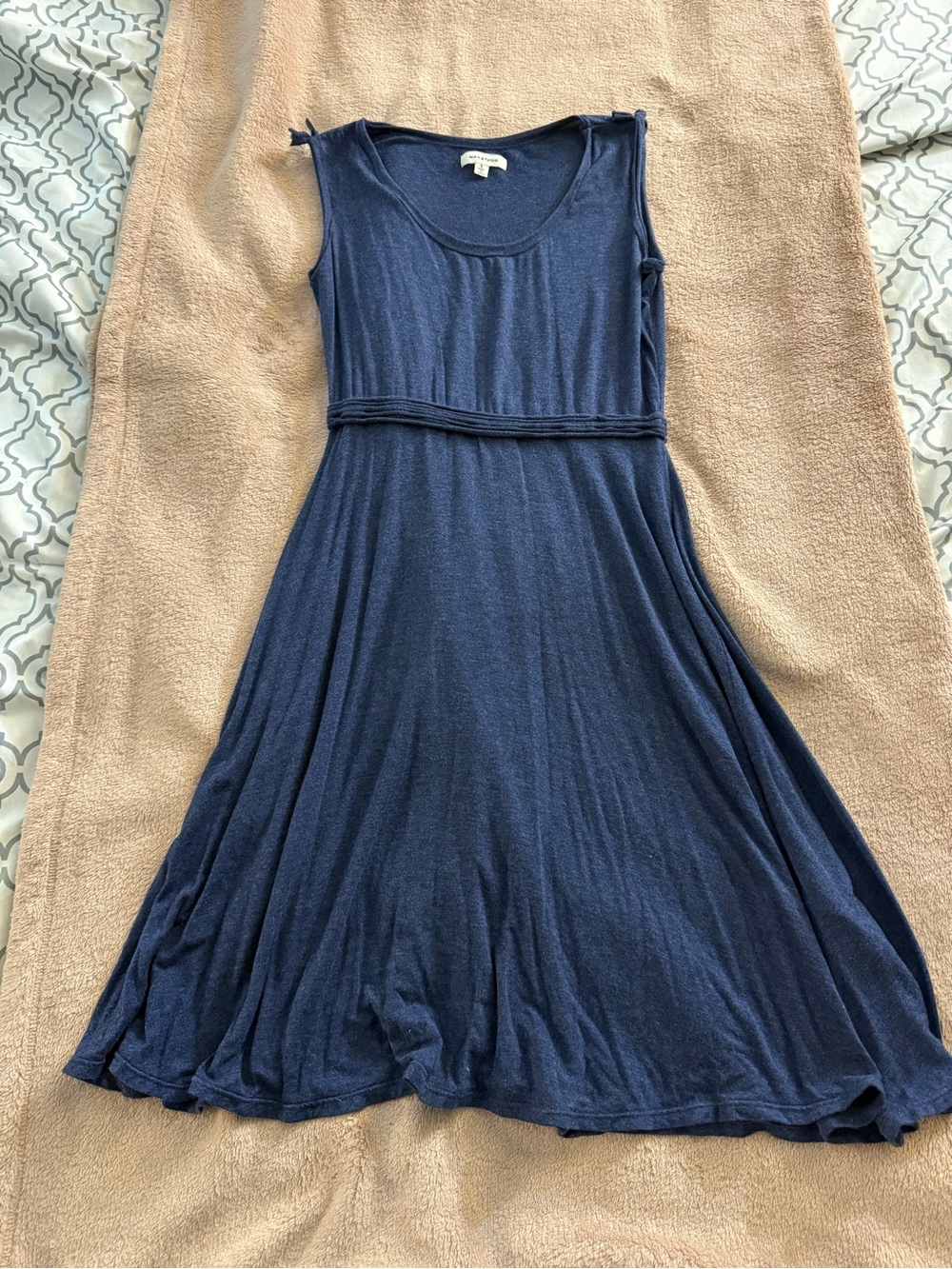 Max Studio Navy Blue Sleeveless Flared Dress